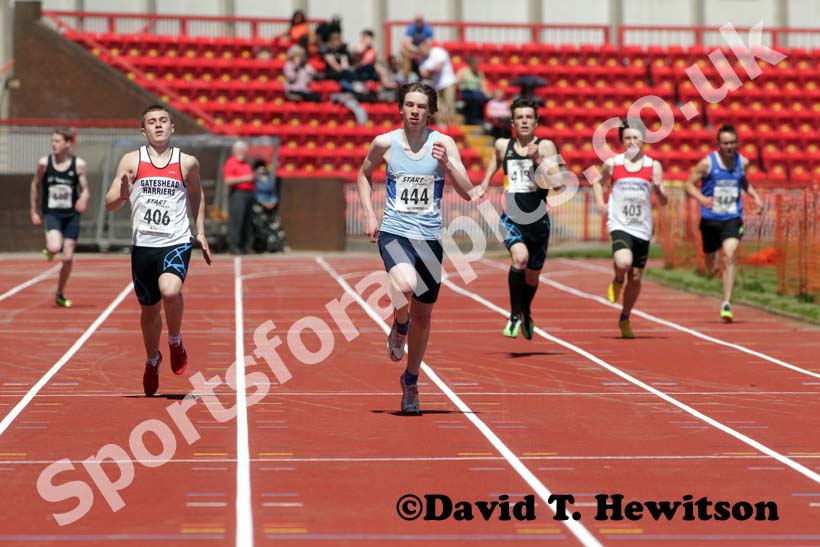 Sam Day (Middlesbrough Mandale) wins the under-17s 400 metres.